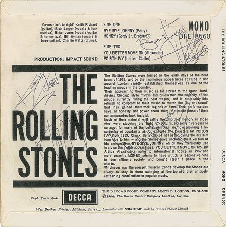 Lot #695 Rolling Stones: Fully signed debut EP - Image 1