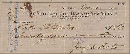 Lot #228 Joe Adonis Check - Image 2