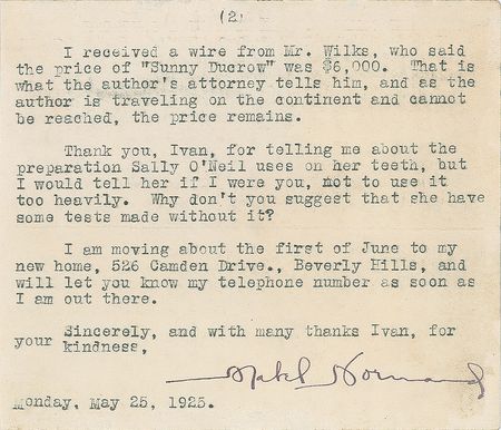 Lot #838 Mabel Normand Typed Letter Signed - Image 2