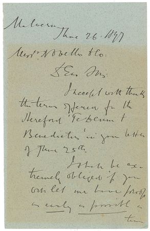 Lot #655 Edward Elgar: Elgar requests a proof for 