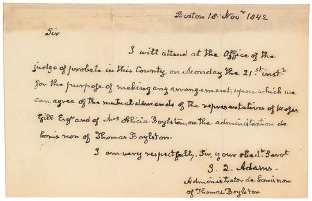 Lot #26 John Quincy Adams: Attorney Adams serves