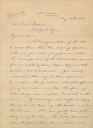 Lot #78 Benjamin Harrison: “We do not treat any other people as we do the Chinese” - Image 2