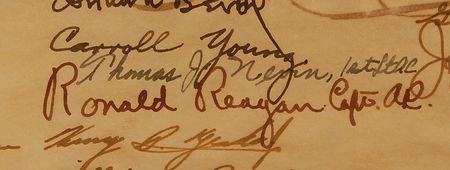 Lot #189 Ronald Reagan: “Ronald Reagan Capt AC” signs as a member of the first Motion Picture Unit - Image 2