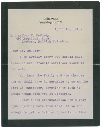 Lot #237 Alexander Graham Bell: Bell on an upcoming Canadian trip in 1910 - Image 1