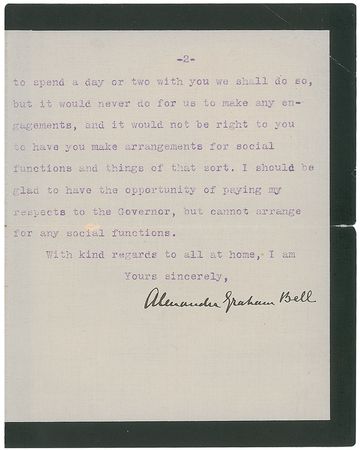 Lot #237 Alexander Graham Bell: Bell on an upcoming Canadian trip in 1910 - Image 2