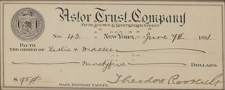 Lot #89 Theodore Roosevelt Check - Image 1