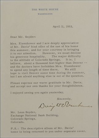 Lot #125 Dwight D. Eisenhower: Early in Ike’s first term as president - Image 2