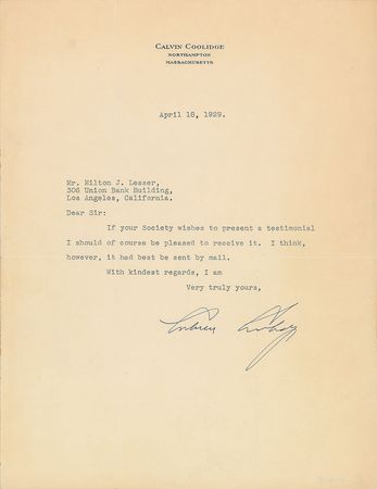 Lot #98 Calvin Coolidge Letters - Image 2