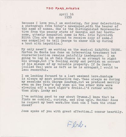 Lot #615 Edna Ferber Typed Letter Signed - Image 1