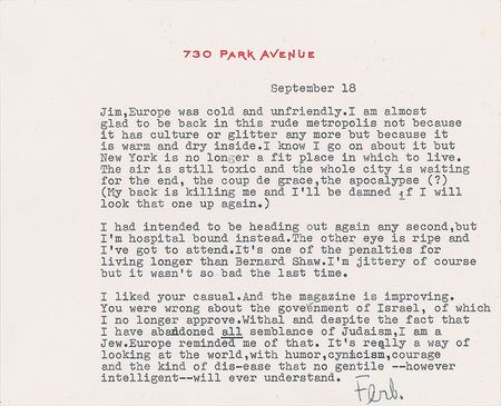 Lot #615 Edna Ferber Typed Letter Signed - Image 3