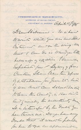 Lot #338 Oliver Wendell Holmes, Jr: “If war should come I should hesitate to leave this country” - Image 1