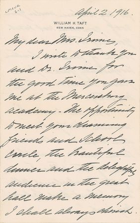 Lot #95 William H. Taft Handwritten Letter Signed - Image 1