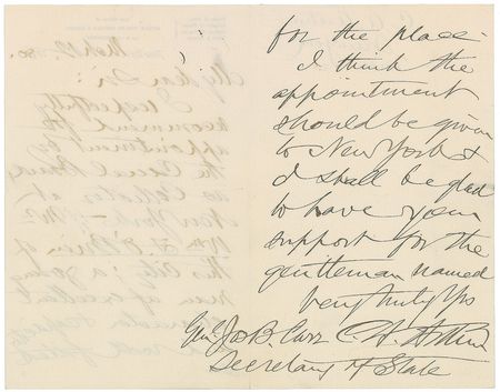 Lot #72 Chester A. Arthur Handwritten Letter Signed - Image 2