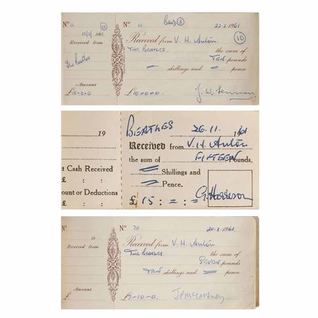 Lot #7006 Beatles Pair of Signed Early Receipt
