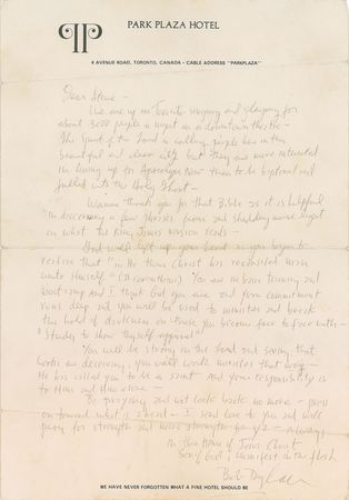Lot #7124 Bob Dylan Autograph Letter Signed - Image 1