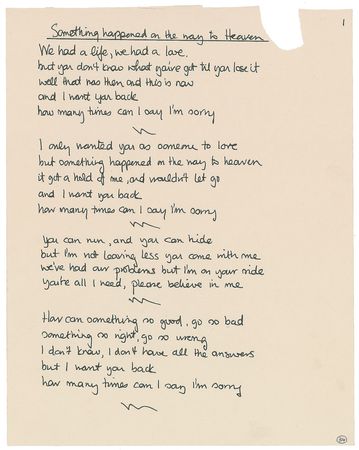 Lot #7521 Phil Collins Handwritten Lyrics - Image 1