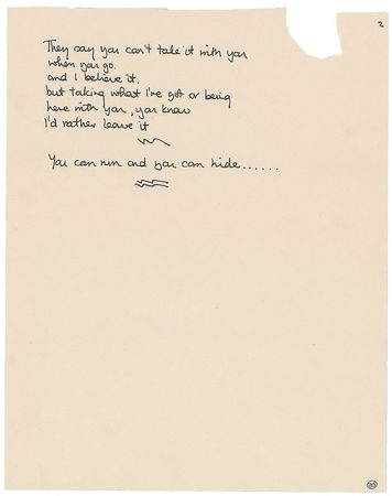 Lot #7521 Phil Collins Handwritten Lyrics - Image 2