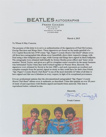 Lot #7003  Beatles Signed ‘Sgt. Peppers’ Album: McCartney, Harrison, and Starr - Image 6