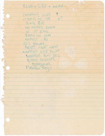 Lot #7157 Mick Jagger Handwritten Setlist - Image 1