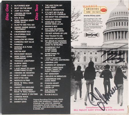 Lot #7482  Ramones 1999 ‘Hey Ho Let’s Go’ Signed CD Anthology - Image 2
