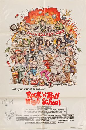 Lot #7467  Ramones 1979 ?Rock n? Roll Highschool? Contact and Call Sheets and Signed Poster - Image 1