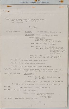 Lot #7312 Cream: Jack Bruce Collection of Tour Itineraries and Statements - Image 2