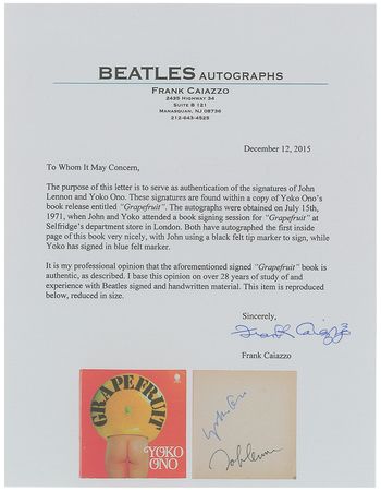 Lot #7022 John Lennon and Yoko Ono Signed Grapefruit Book - Image 3