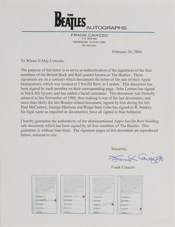 Lot #7017 Beatles Signed ‘Savile Row’ Document - Image 4