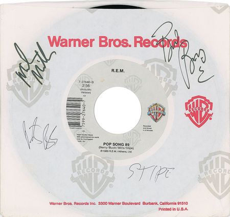 Lot #7541 R.E.M. Signed 45 RPM Sleeve - Image 1