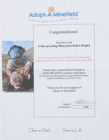 Lot #7110 McCartney, Beck, and Page Oversized Photograph: Robert Knight - Image 2