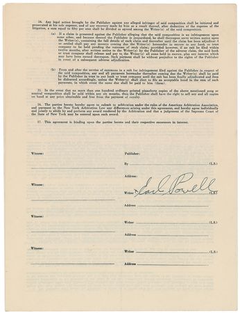Lot #7259 Earl ‘Bud’ Powell Signed Document - Image 2