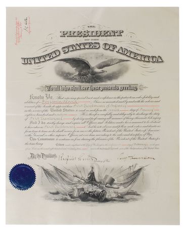 Lot #55 Benjamin Harrison Signed Document - Image 1