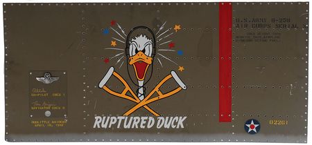 Lot #456 Ruptured Duck: Enormous ?Ruptured Duck? art signed by two Doolittle Raiders - Image 1