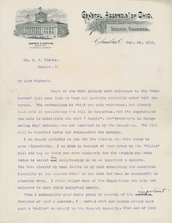 Lot #77 Warren G. Harding Typed Letter Signed - Image 1