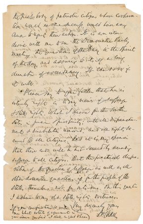 Lot #204 Salmon P. Chase: “What I desire for the Southern states is peace & prosperity; with all disfranchisements & disabilities removed; and all rights returned to all citizens” - Image 2