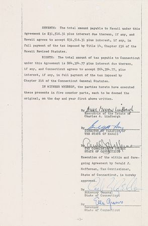 Lot #466 Anne Morrow Lindbergh Signed Document - Image 1