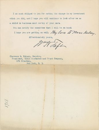 Lot #67 William H. Taft: “In respect to the threatened transfer of votes from me to Wilson, you are arguing the wrong angle, old man” - Image 10