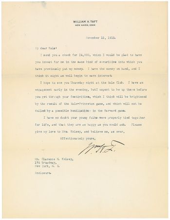 Lot #67 William H. Taft: “In respect to the threatened transfer of votes from me to Wilson, you are arguing the wrong angle, old man” - Image 12
