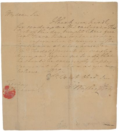 Lot #1 George Washington: Washington responds to