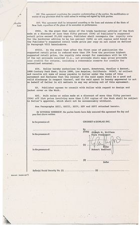 Lot #896 Robert Redford Signed Document - Image 1