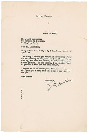 Lot #694 Irving Berlin: Busy in Hollywood with Holiday Inn - Image 2