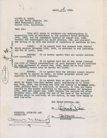 Lot #809 Laurel and Hardy Signed Document and Letter - Image 2