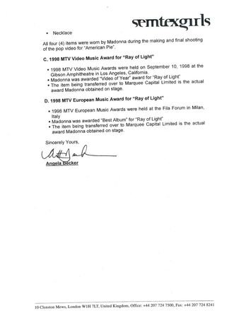 Lot #780 Madonna?s 1998 MTV European Music Award for ?Ray of Light?: The top prize at the 1998 MTV Europe Music Awards - Image 5