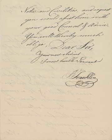 Lot #191 Benjamin Franklin: Franklin requests assistance from an influential Bostonian pastor - Image 2