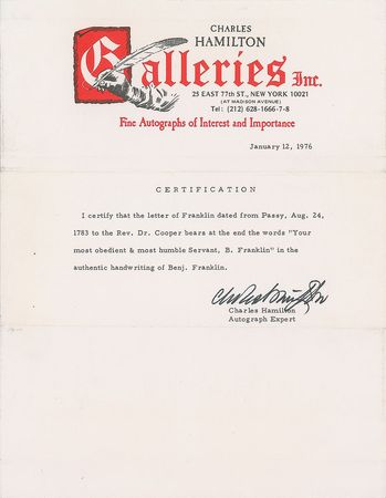 Lot #191 Benjamin Franklin: Franklin requests assistance from an influential Bostonian pastor - Image 3