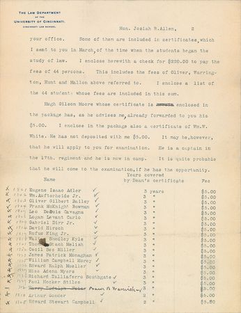 Lot #69 William H. Taft: Unusual 1898 Taft letter relating to “the students in our Law School who desire to apply for examination” - Image 3
