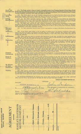 Lot #218 Harley-Davidson: Arthur Davidson: Harley-Davidson sells off 76 new vehicles in 1937 - Image 1
