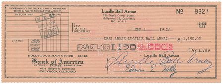 Lot #830 Lucille Ball and Desi Arnaz Check - Image 1