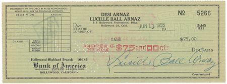 Lot #830 Lucille Ball and Desi Arnaz Check - Image 2