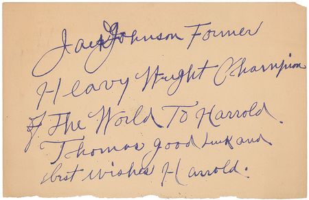 Lot #921 Jack Johnson: Enormous signature of the first African-American world heavyweight champ - Image 1